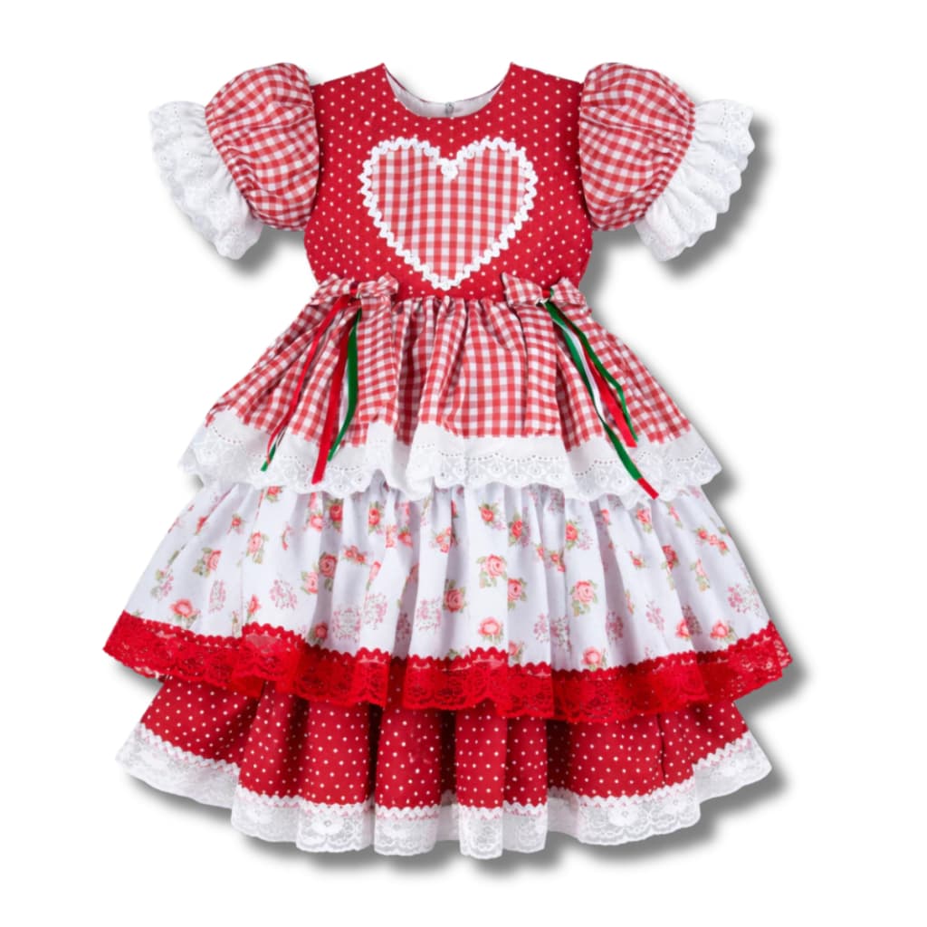 Vestido Infantil Caipira Xadrez Rodado Festa Junina Quadrilha São João Menina