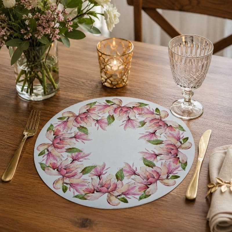 Kit 2 Lugares Americanos Tulipas 38cm Lyor 🌷 Sousplat Floral para Mesa Posta Elegante