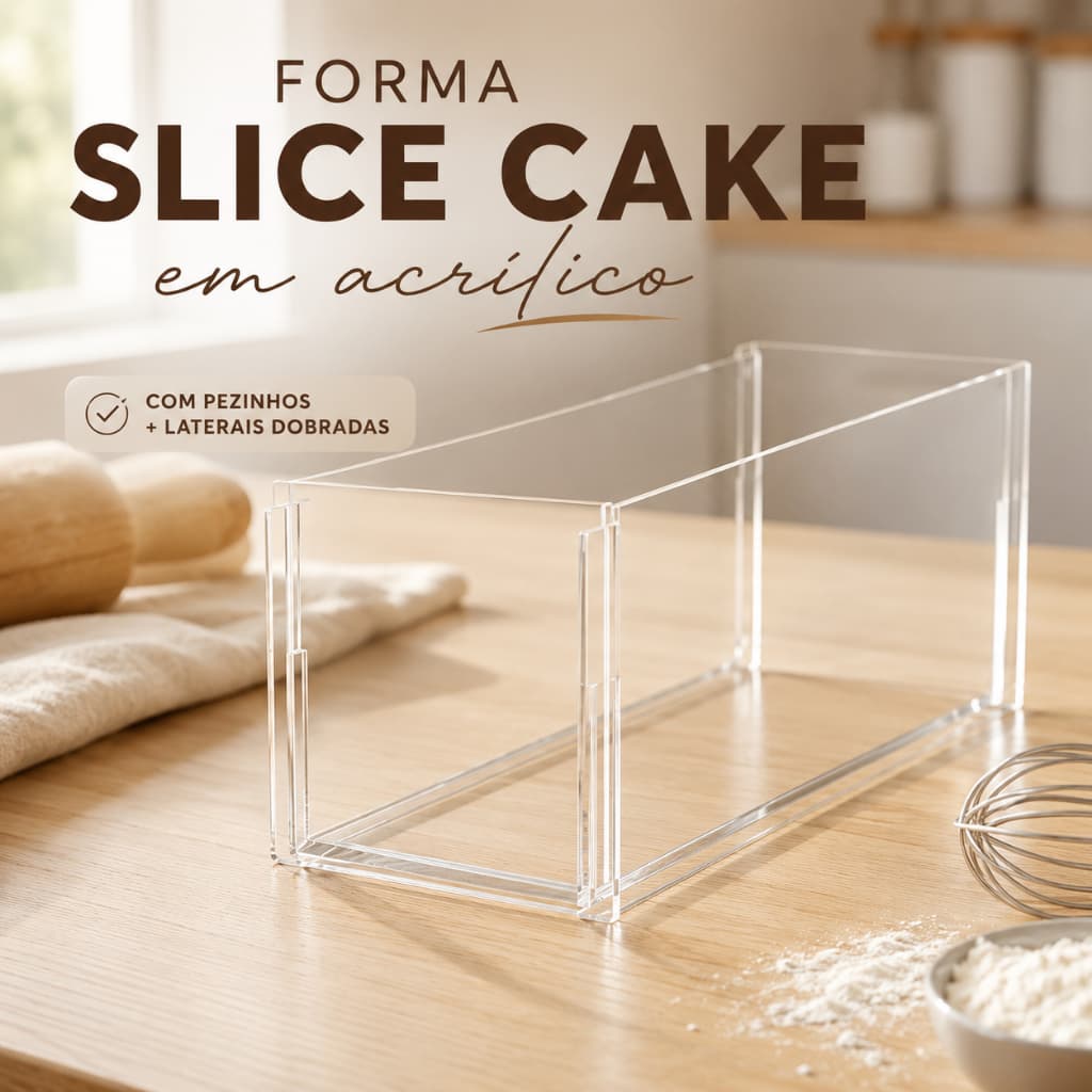 Forma Slice Cake Acrílico Transparente Fatias Padronizadas Confeitaria Premium unidade