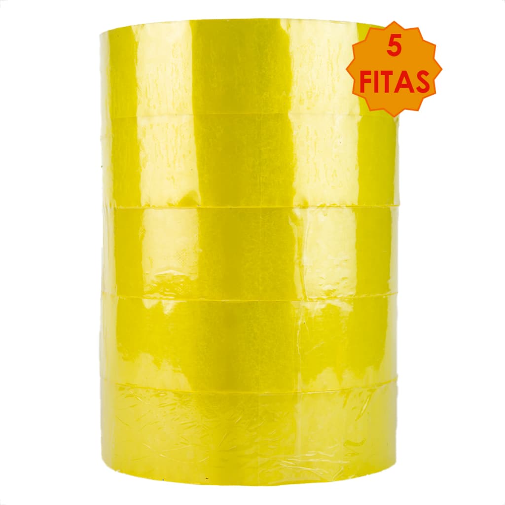 Kit 5 Fitas Adesiva Transparente 500m Embalagem Larga Durex Envios Papelaria Rolo Multiuso