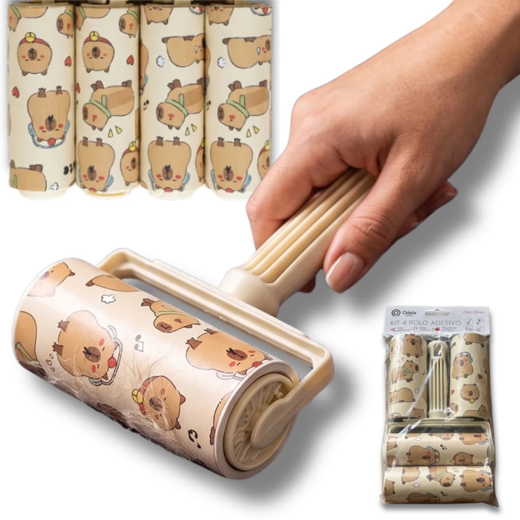 Kit 4 Papa Pelos Manual Adesivo - Remove Pelinhos de Roupas Tecidos - Produto Ergonômico Prático