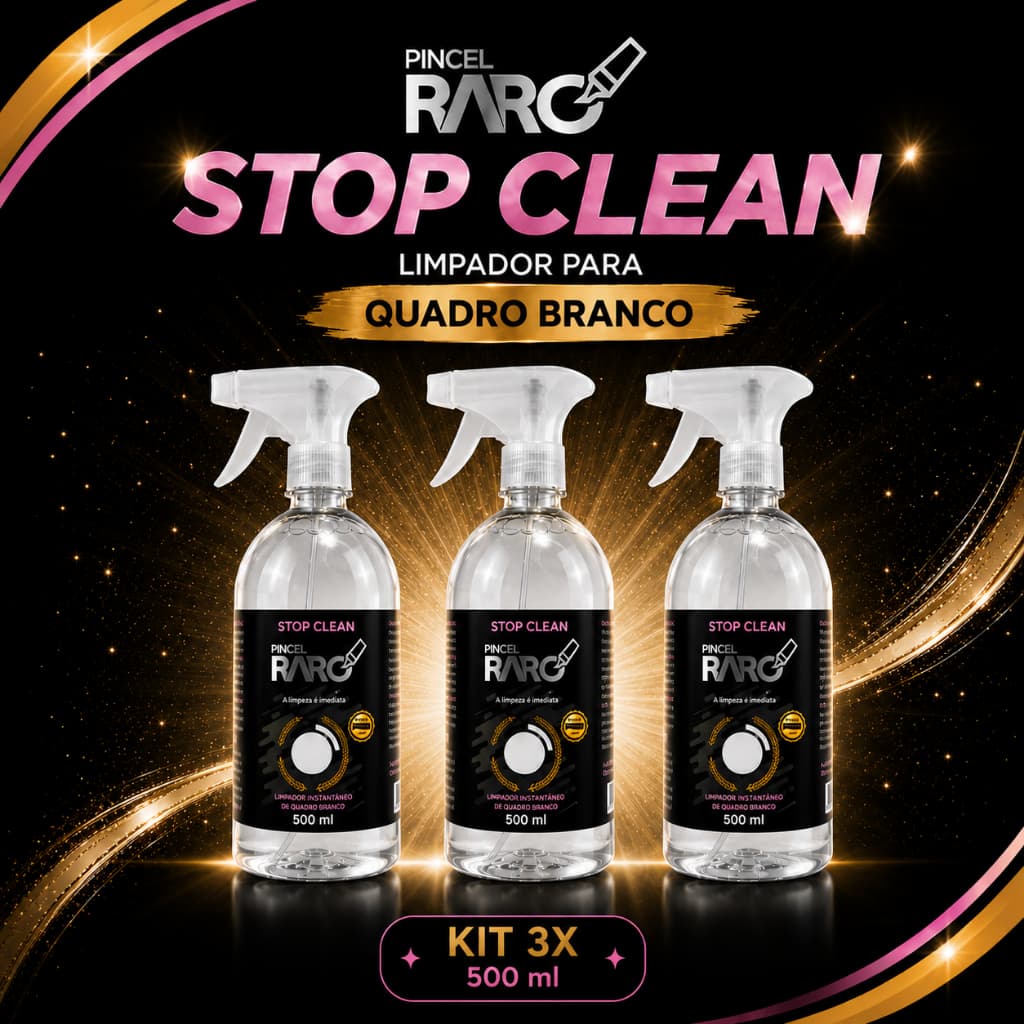 Kit 3 Limpador Para Quadro Branco Stop Clean 500 Ml