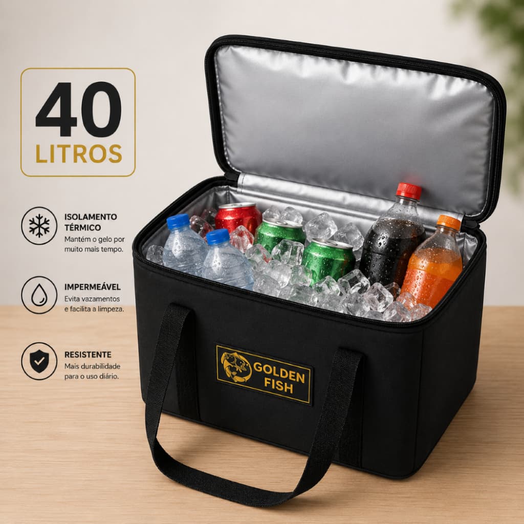 Bolsa Térmica 40L Reforçada Para Praia Churrasco Camping Pescaria e Viagem Até 50 Latas