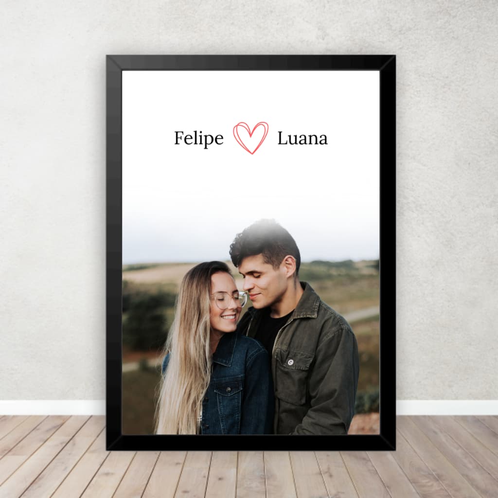 Quadro Presente Dia Dos Namorados Casal Relacionamento Personalizado com Moldura 30cm x 20cm