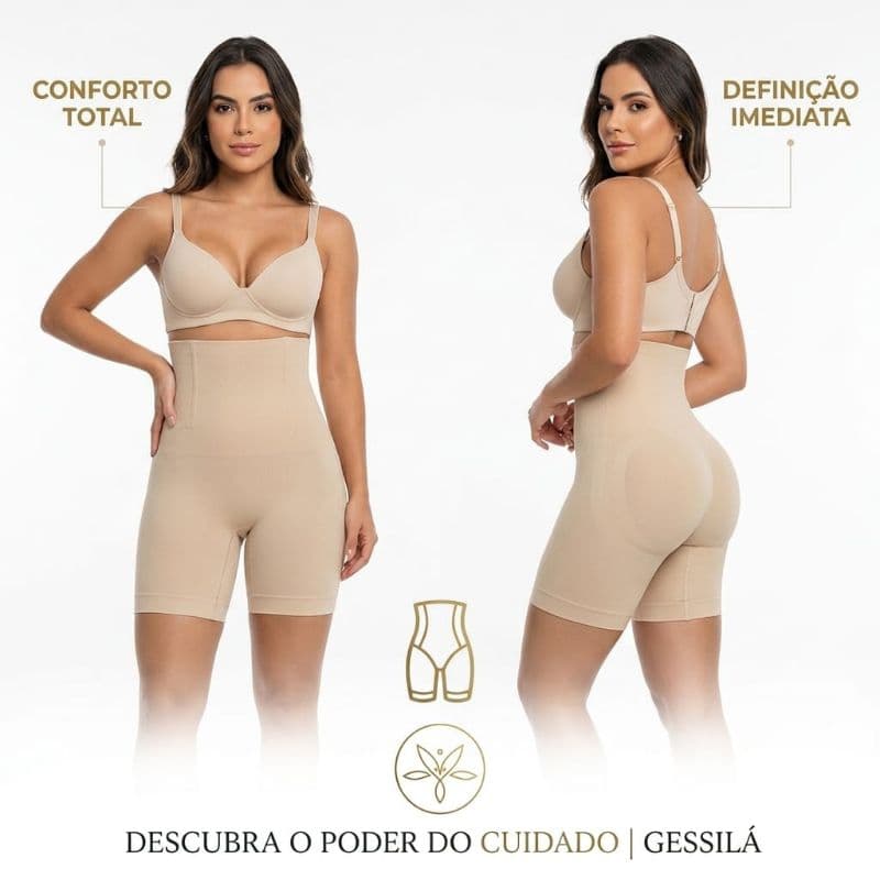CINTA DE ALTA COMPRESSÃO EM POLIAMIDA COM TALA ORTOPÉDICA NÃO ENROLA MEIA COXA INVISÍVEL