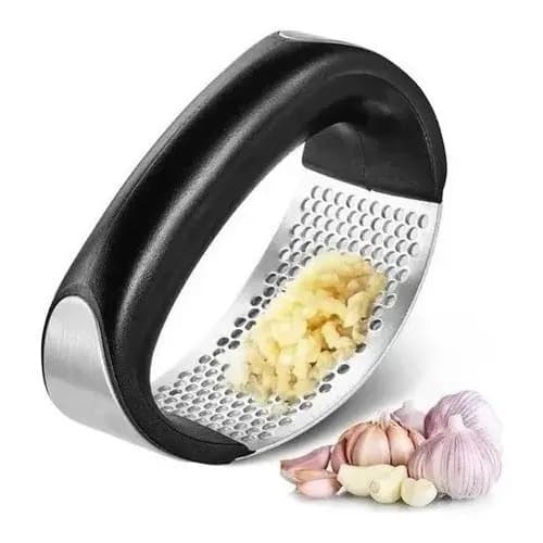 Espremedor Triturador De Alho Inox Garlic Press Manual 11x7cm Preto