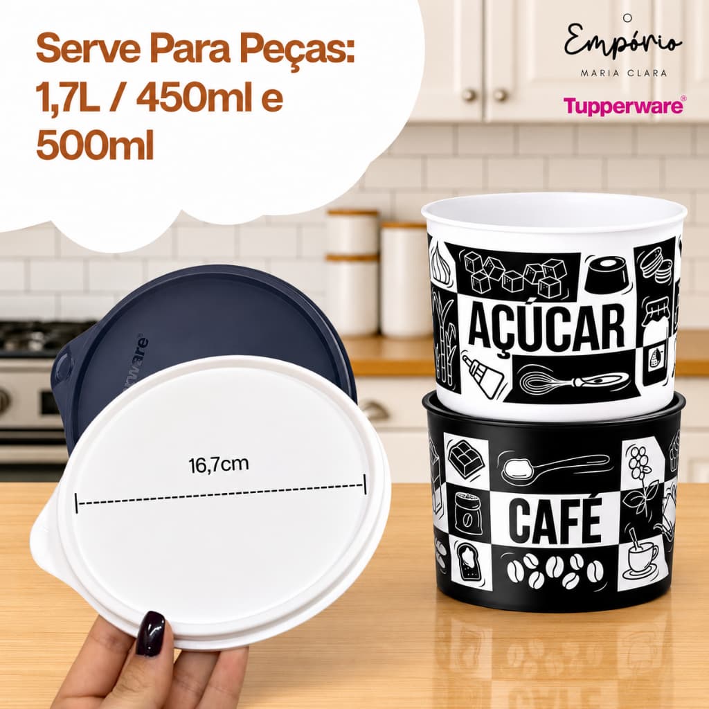 Tupperware Tampa Hermética 1,7L  Branca ouPreta