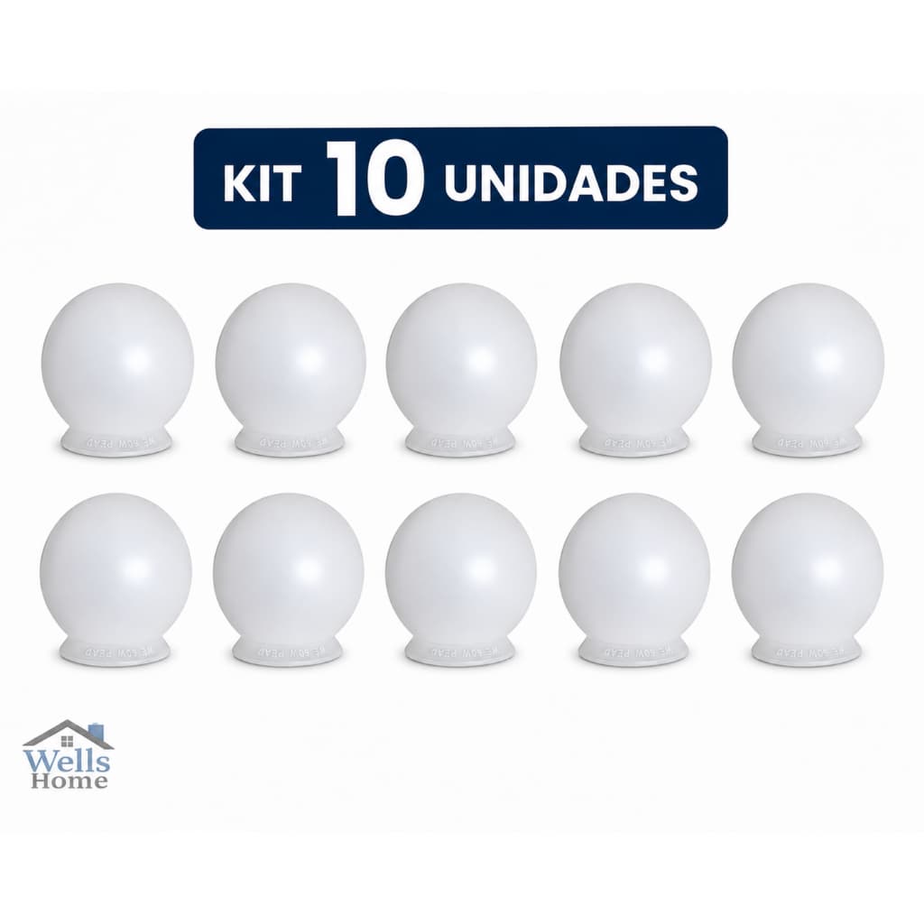 Kit 10 Globo Bolinha 15cm Boca 10cm PVC Para Ventilador Teto