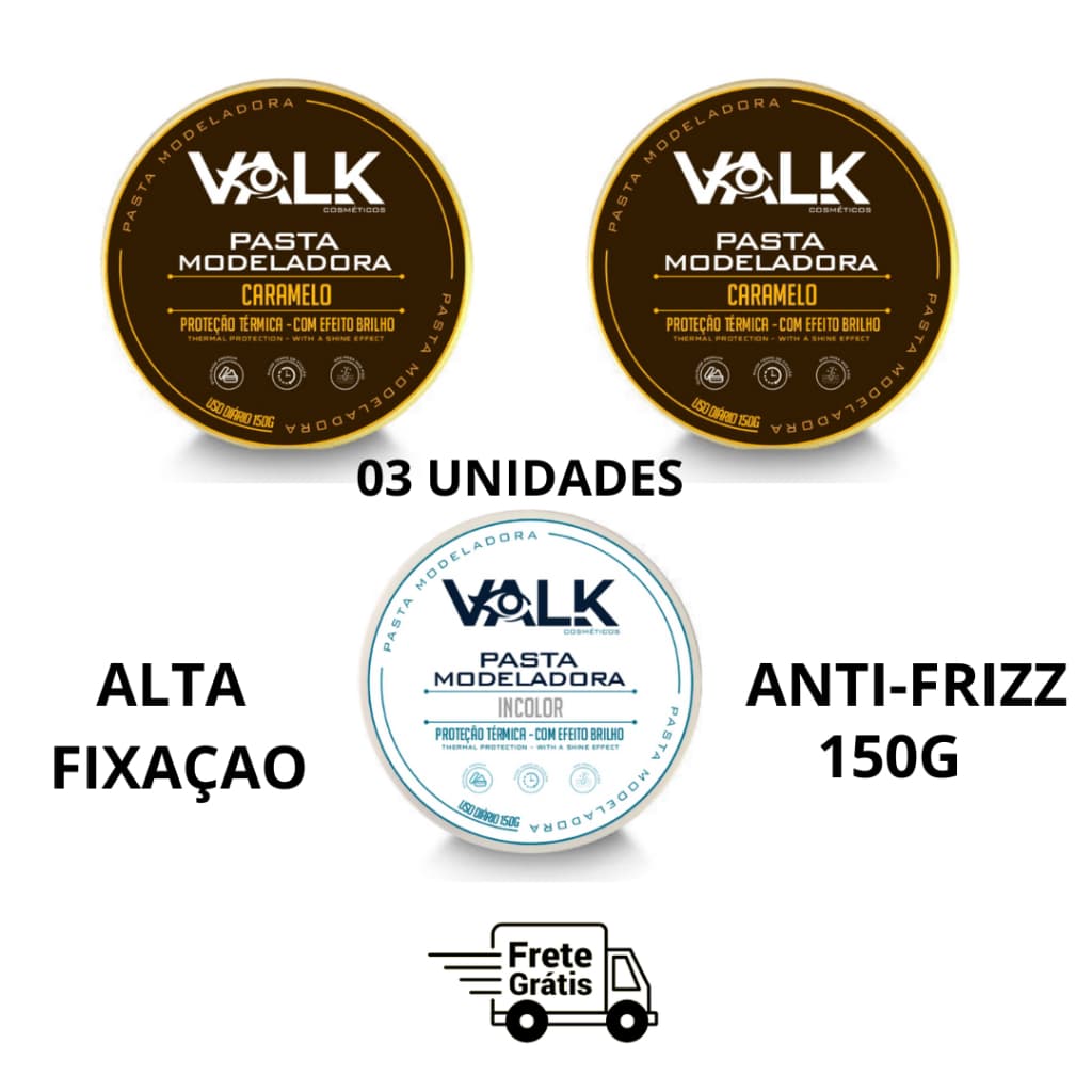 Kit 3 Pomadas Modeladoras Valk 150g Original Vários Modelos Atacado