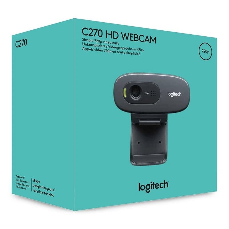 Webcam HD Logitech C270 720p 30 FPS com Microfone Embutido e 3 MP para Chamadas e Gravações em Vídeo Widescreen