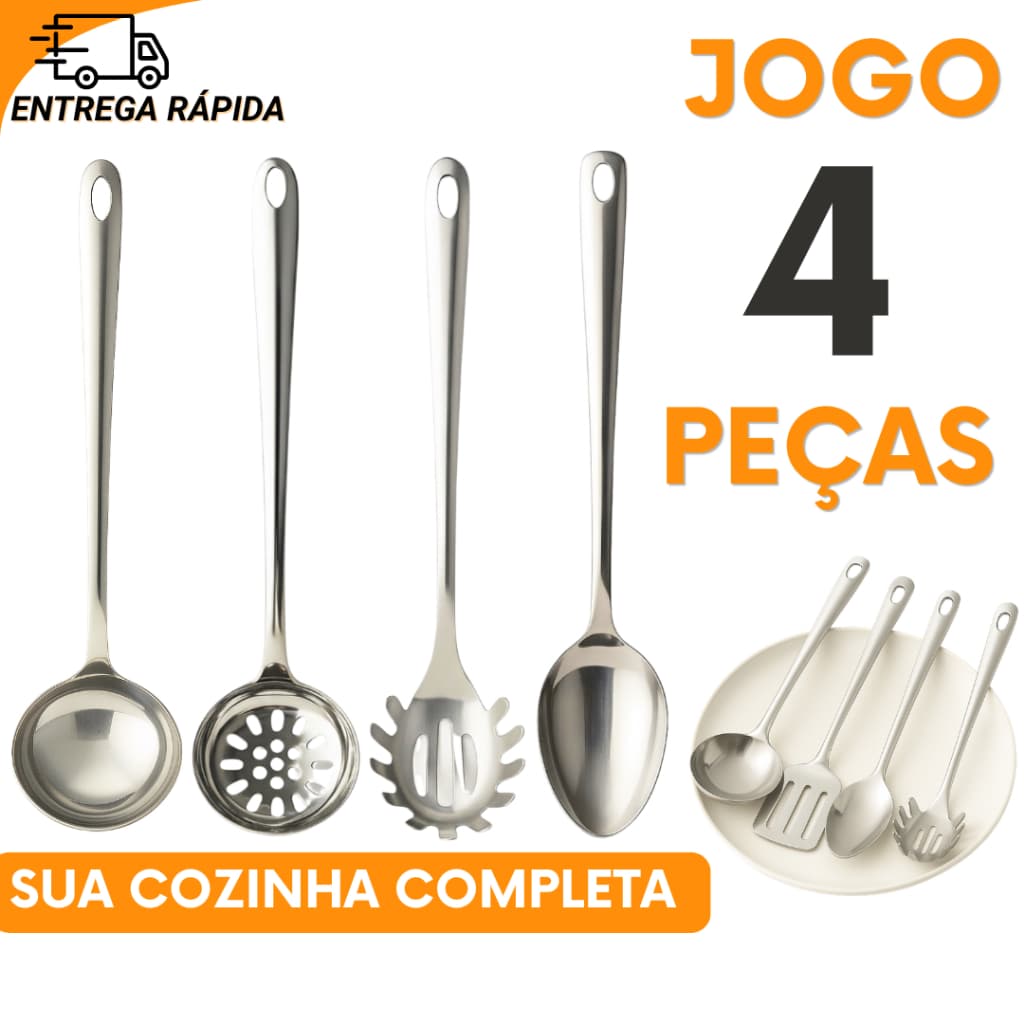 Jogo Completo Utensílios de Cozinha Inox  Para o Dia a Dia Restaurantes Natal