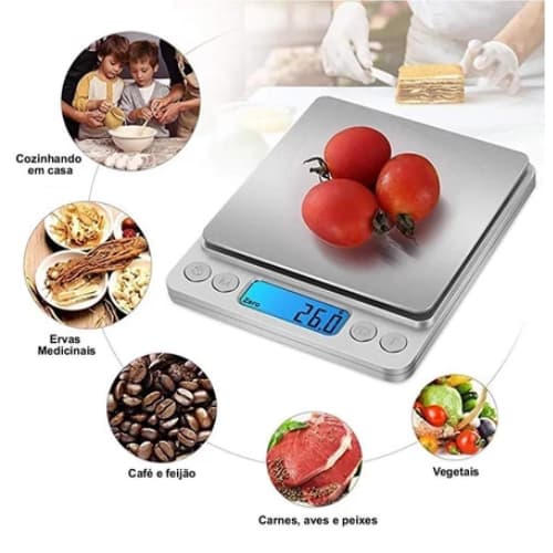 Mini Balança Digital De Cozinha Alta Precisão 0,1g Até 2000g Ou 0,1g Até 0,500g