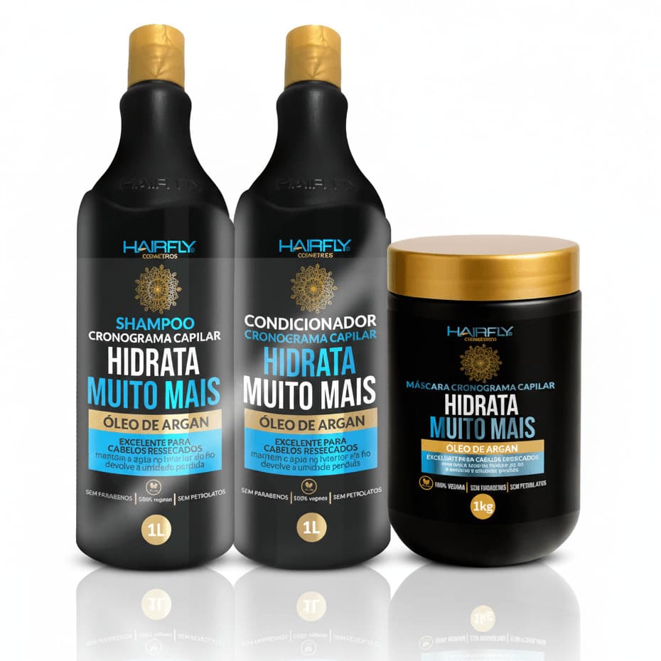 Kit Completo - Shampoo, Condicionador e Máscara Hidrata Muito Mais Hair Fly