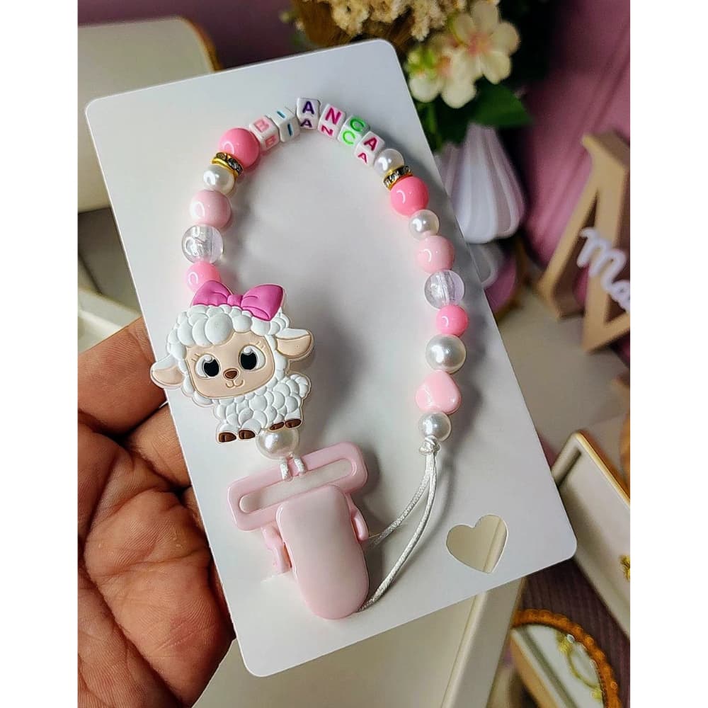 Prendedor de Chupeta  Ovelhinha Menina, prendedor de bico de ovelha infantil chupeta baby de ovelha, chupeta Criança.