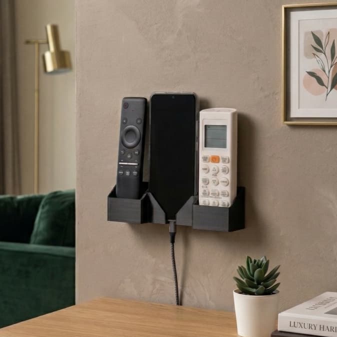 Suporte Triplo Parede Universal 2 Controles + Celular Fita 3M