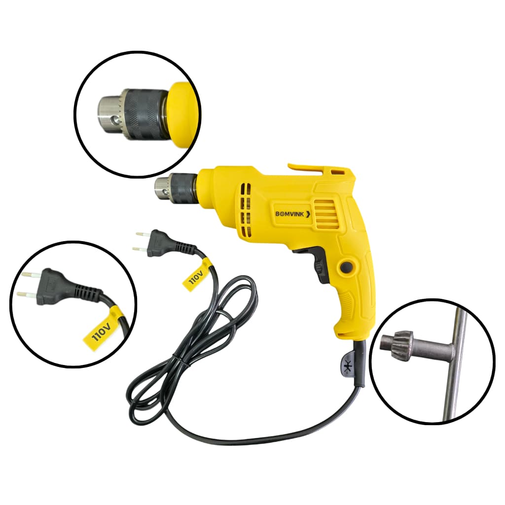 Furadeira de Impacto 600W 10mm Bomvink BOM-9669 110v Profissional Com Funcao Rotaçao Reversivel
