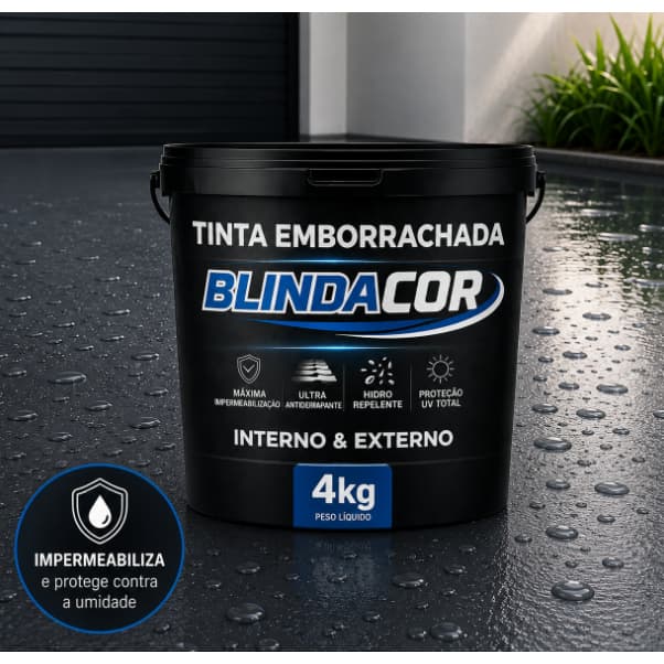 Tinta Emborrachado Piso 4KG BlindaCor Alta Resistência Impermeabilizante Cimento Calçada Externa