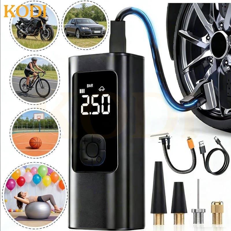 Bomba de Ar Calibrador Digital Portátil Recarregável com Powerbank Compressor Inflador Elétrico de Balões para carro-M6