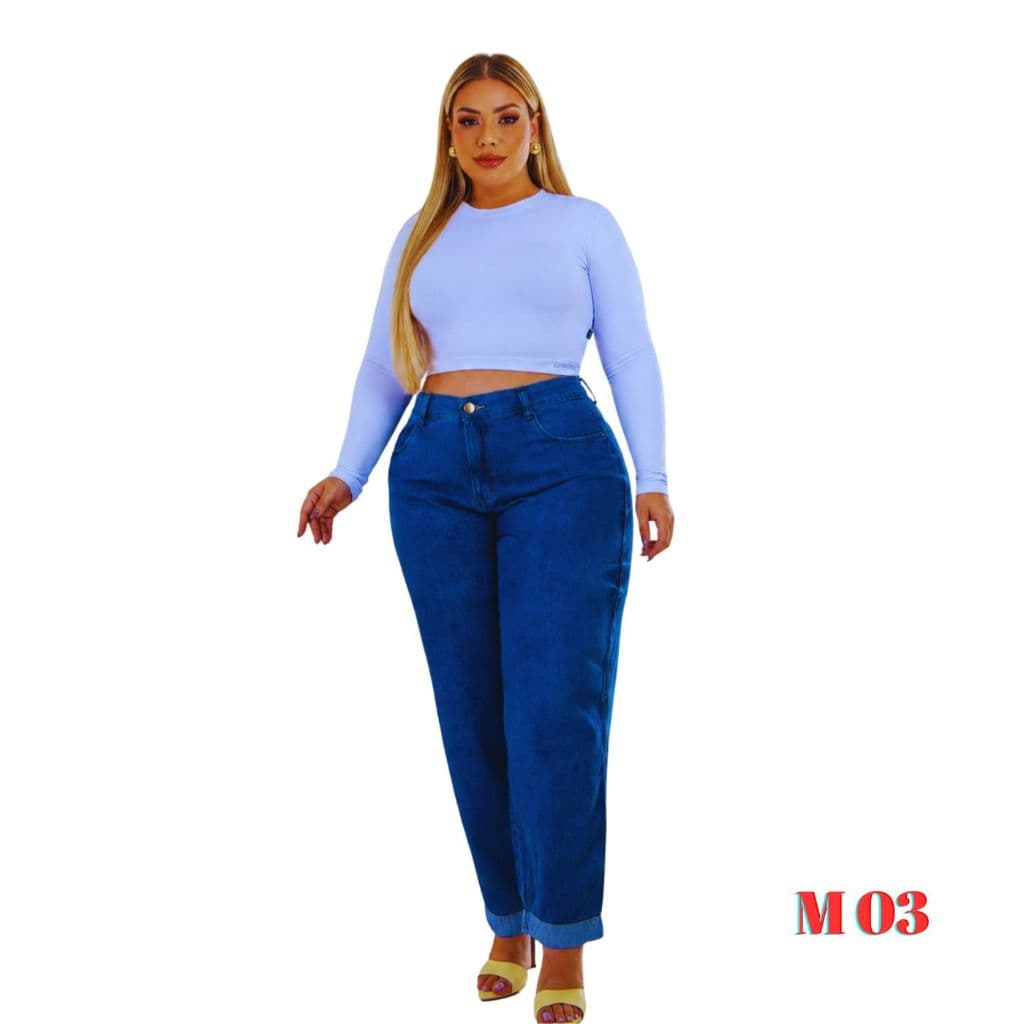 Calça Jeans Mon Feminina Cintura Alta Plus Size Premier Curve