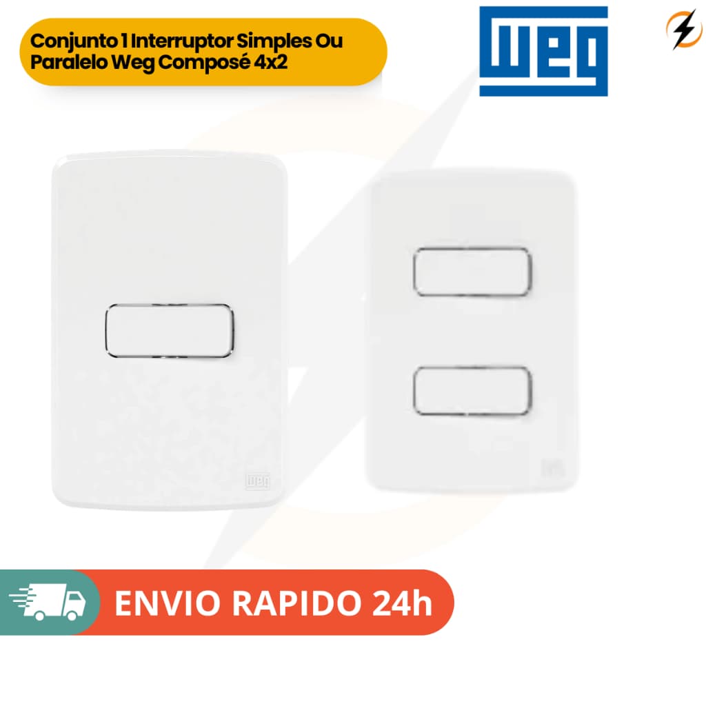 Conjunto 1 Interruptor Simples Ou Paralelo Weg Composé 4x2