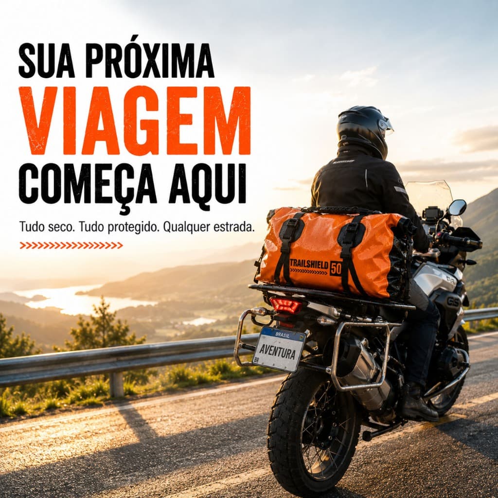 Bolsa Impermeável Moto 50L Viagem Camping Adventure Proteção Total Bagagem Moto Viagem Longa Impermeável Laranja