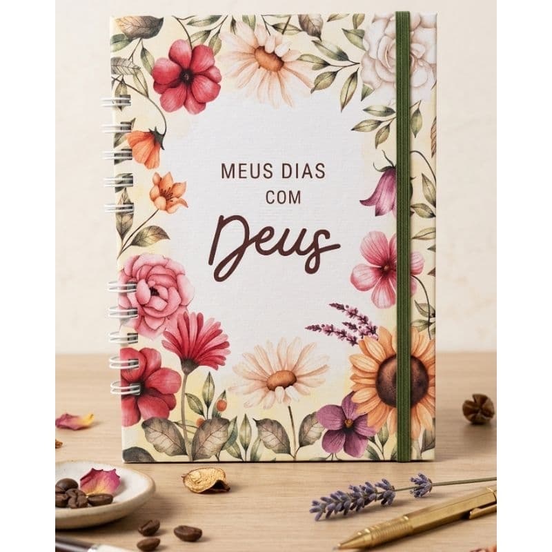 Devocional Personalizado Diário Com Nome - Meus Dias com Deus - Capa Floral Aquarela - Tamanho A5