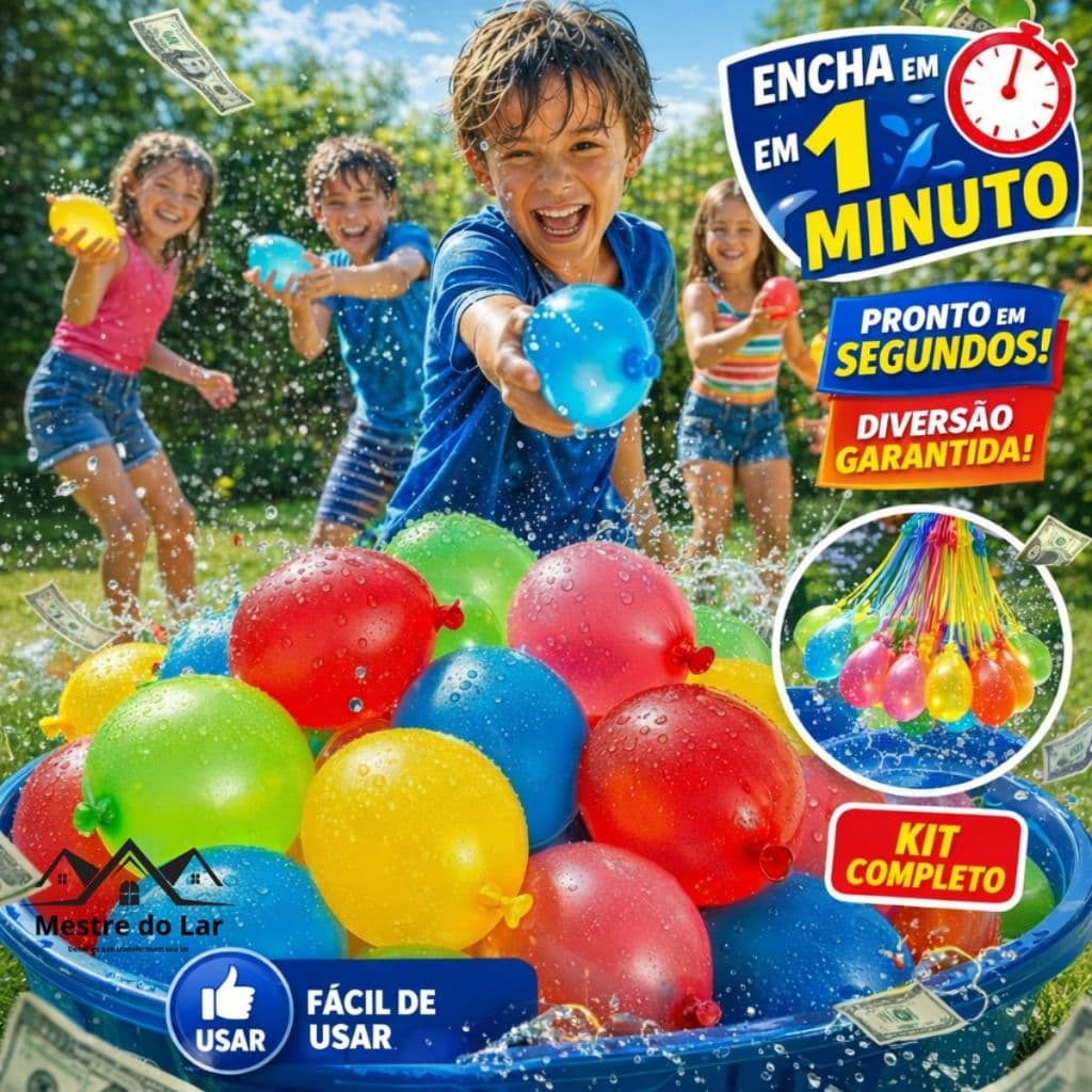 Kit Bexiga de Água para Guerrinha Balões Coloridos Enche Rápido Brinquedo Verão