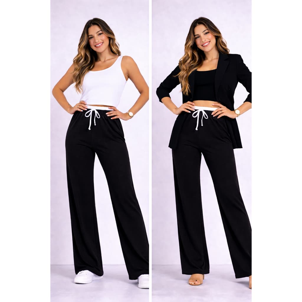 Calça Virginia Pantalona Feminina Cós Alto Duplo Blogueira P ao G4