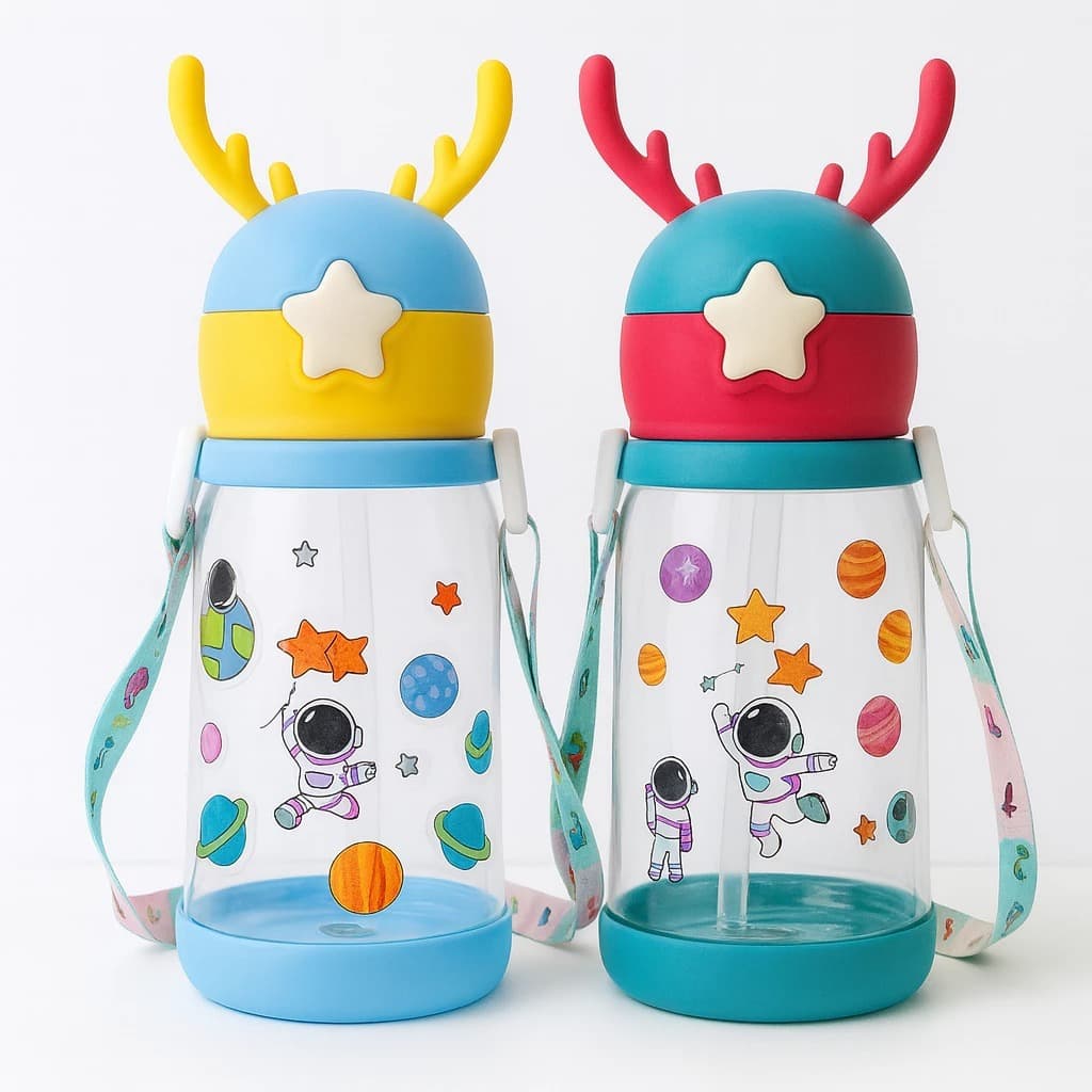 Garrafa de água Alce com canudo Infantil 600ml squeeze-TOP