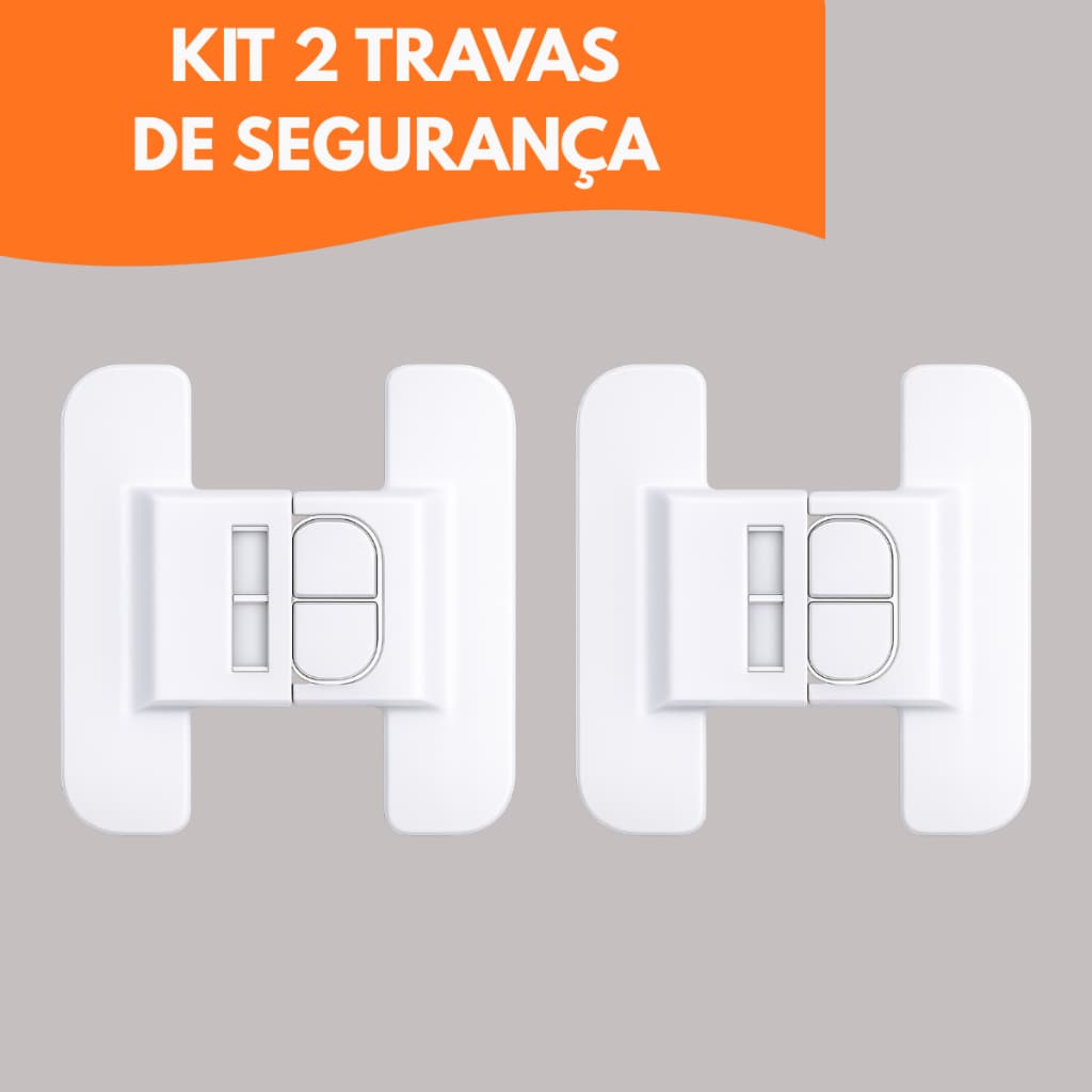 Kit 2 Travas de Segurança Infantil para Geladeira Armário Gaveta Proteção para Crianças e Bebe