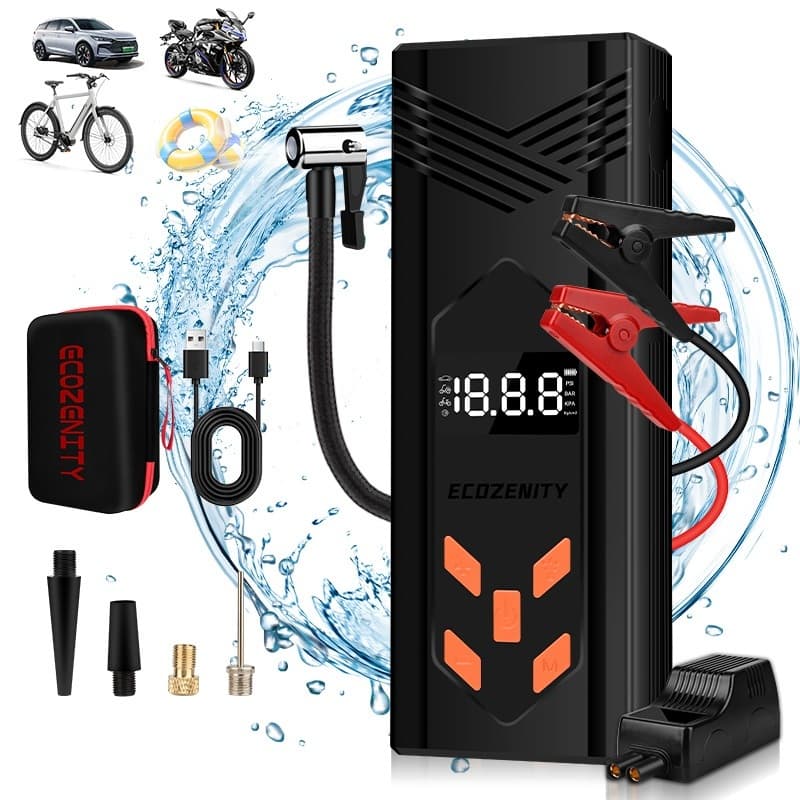Potente Partida de Emergência 5000A 4em1 Inflador 150PSI Power Bank Lanterna SOS Para Carro e Moto