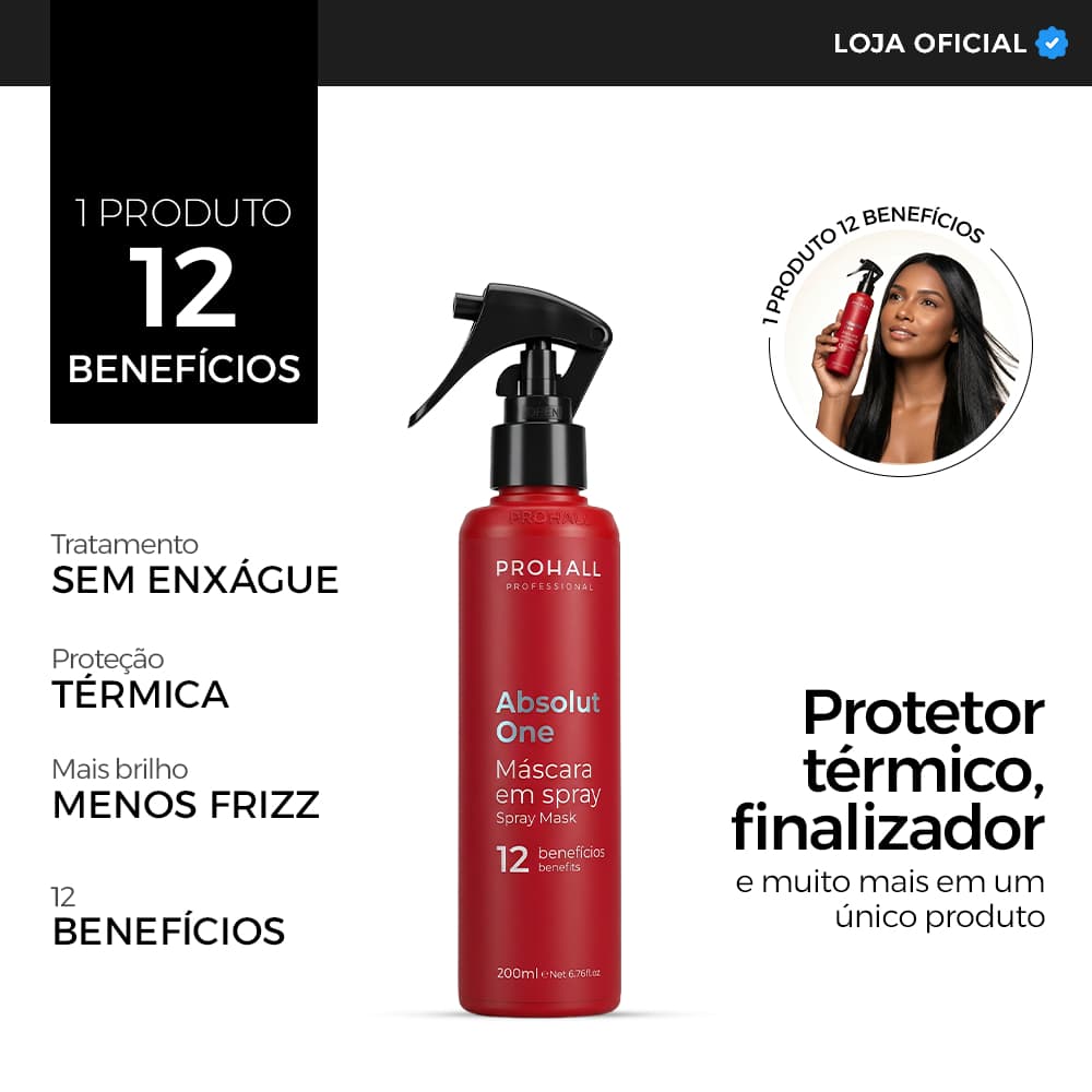 Finalizador Térmico Capilar 12 Benefícios Absolut one Prohall 200ml