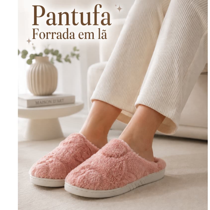 Pantufa Feminina Grossa Chinelo Pantufa Peluciado Solado Borracha Confortável Tendência do Inverno