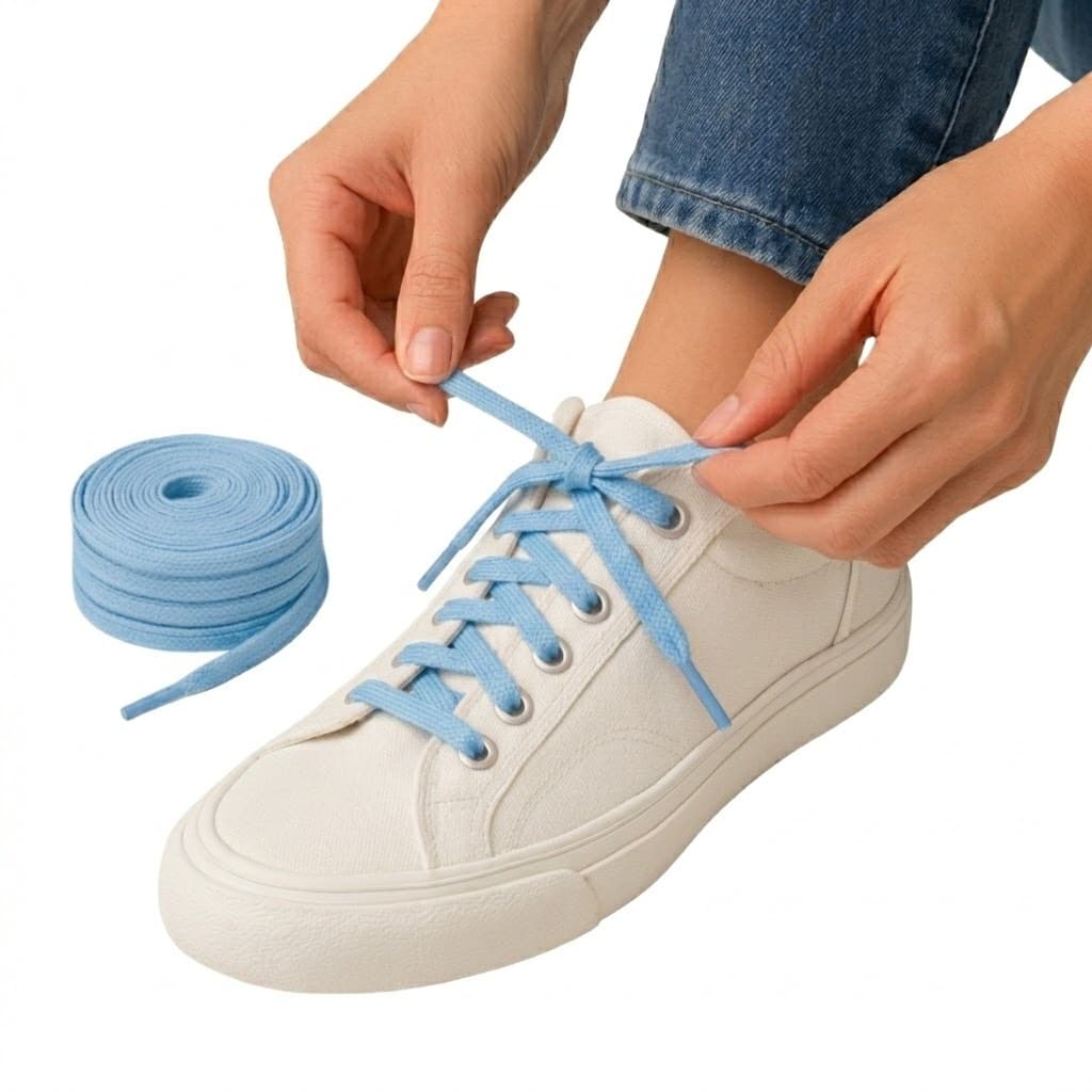 Cadarço Azul Compatível  Todas  Marcas  Achatado 100% Poliéster 1.20cm Resistente