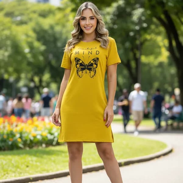 VESTIDO FEMININO SOLTINHO MALHA DE ALGODÃO.