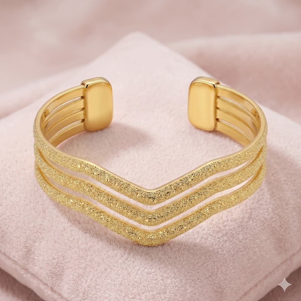 Bracelete Três Fios Lisos - Folheado a Ouro