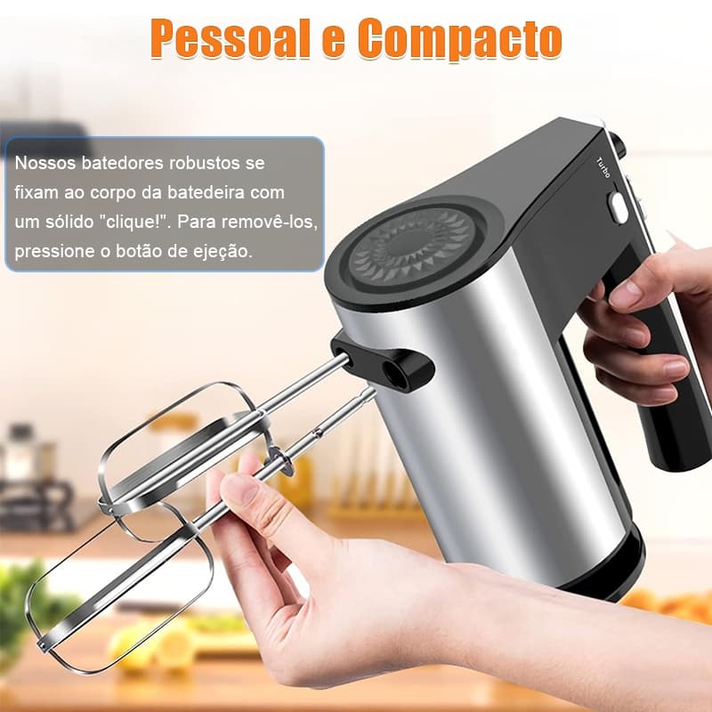 Batedeira de Mão Elétrica 5 Velocidades com Acessórios e Suporte