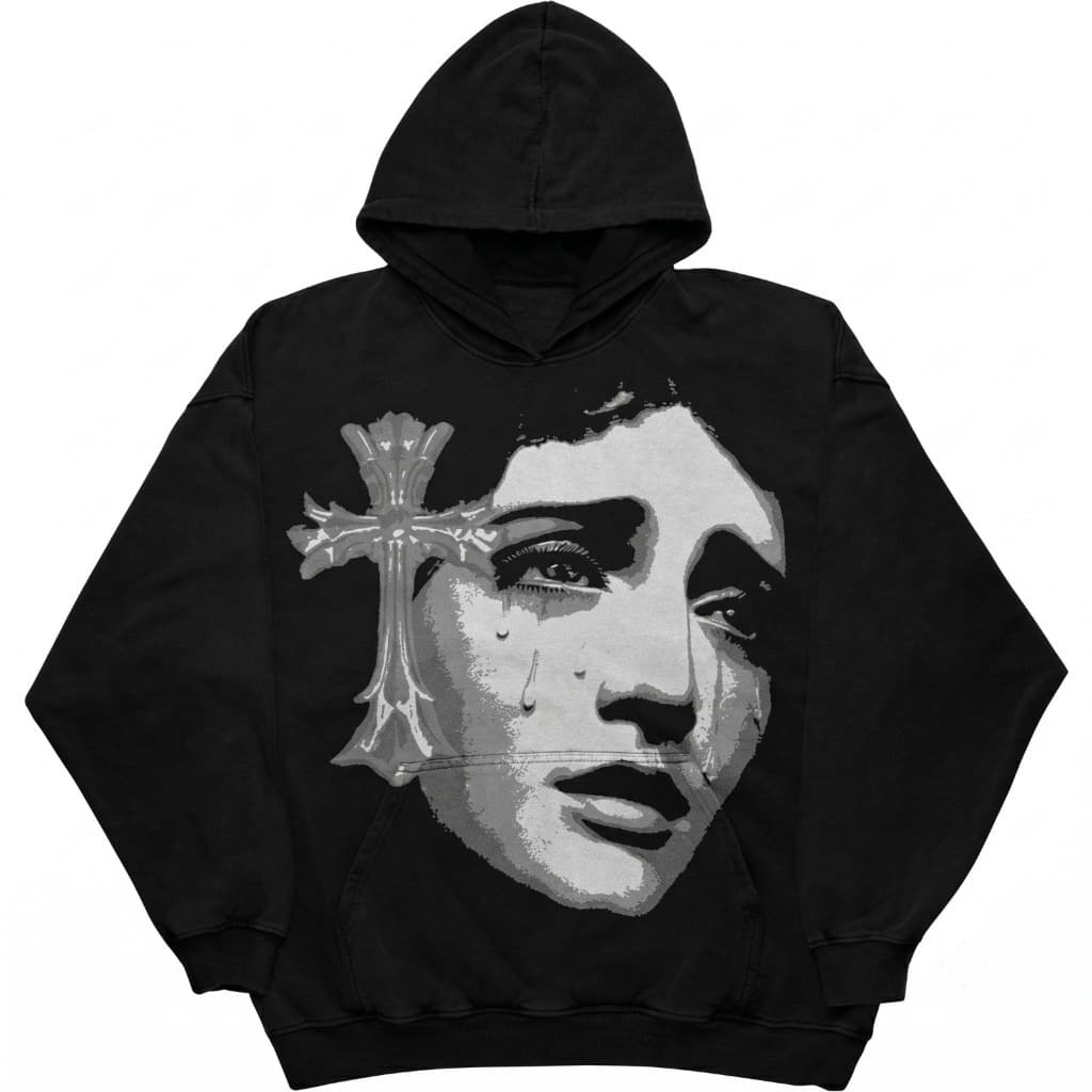 Moletom Y2k Anjo Cruz Estampado 100% Algodão Leve Confortável Envio Rápido
