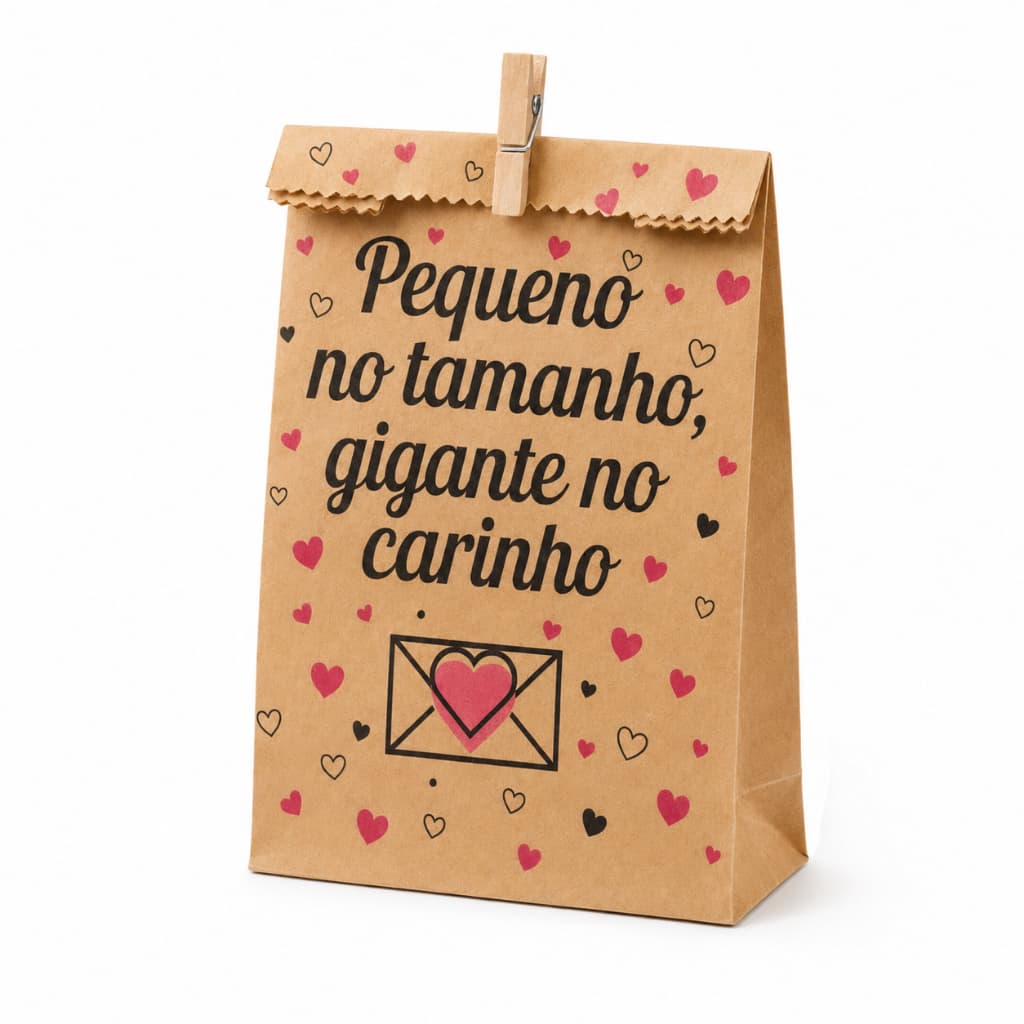 Saquinho de Papel Kraft 14x10cm: Design Delicado para Lembrancinhas