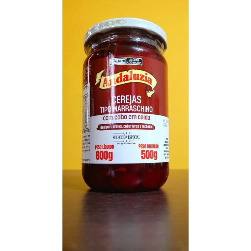 Cerejas🍒 c/ Cabo 500G em Calda Marraschino Pote 1x800G Liquido uni AndaLuzia