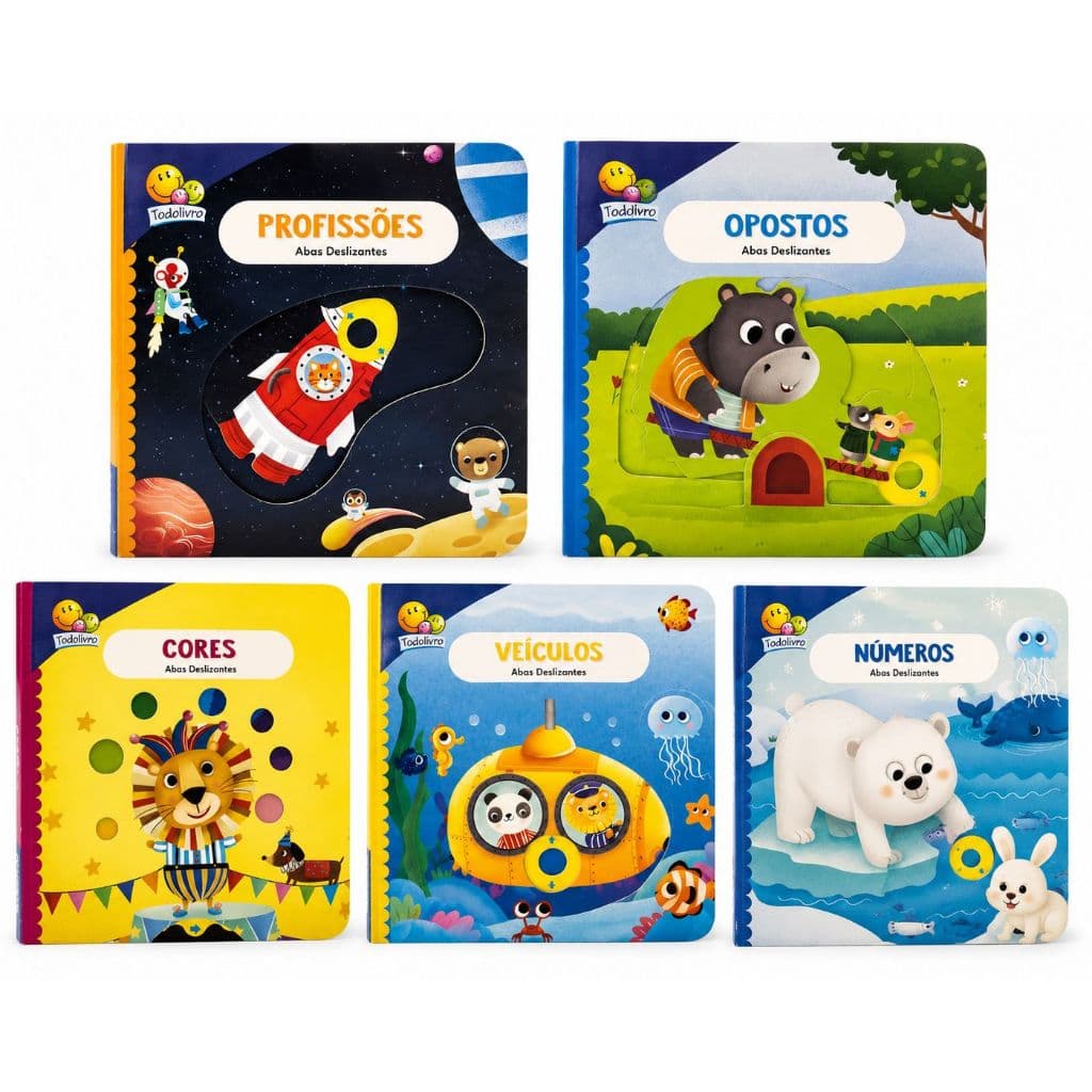 Kit 5 livros Abas deslizantes