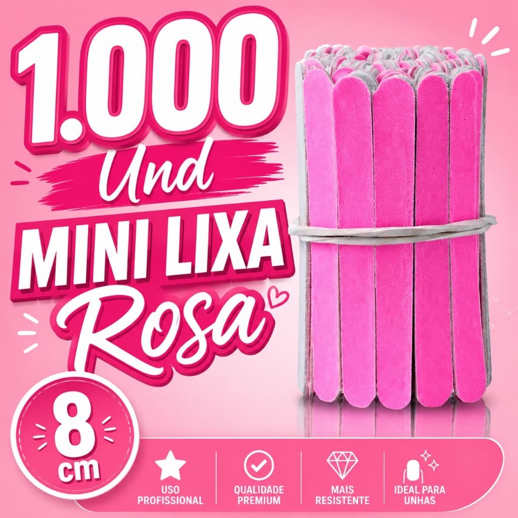 Lixa Unha Mini Rosa (8cm) 1.000 Unidades