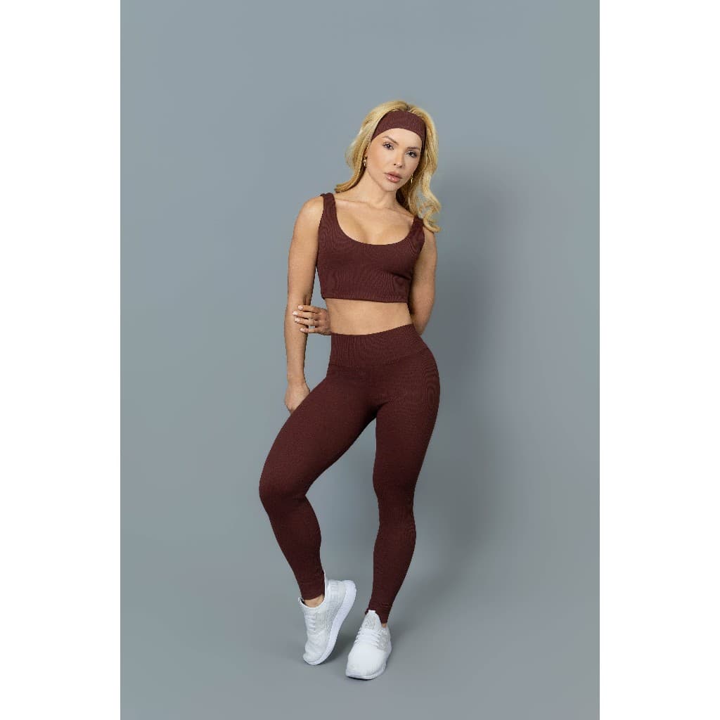 Calça Legging Helena Tecido Rib Premium Zero Transparência Cintura Alta Suplex