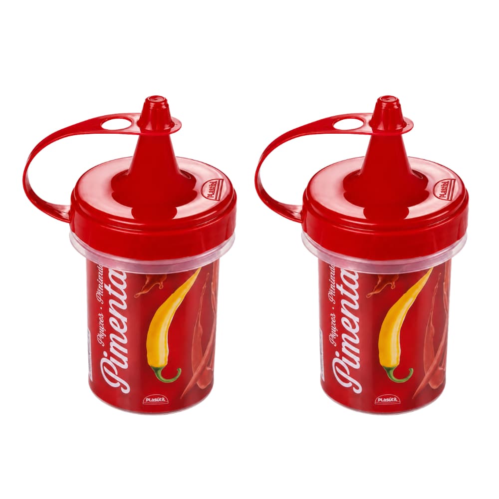 Conjunto 2 Bisnagas de Pimenta 140 ML Porta molhos Lanchonete Cozinha 5737