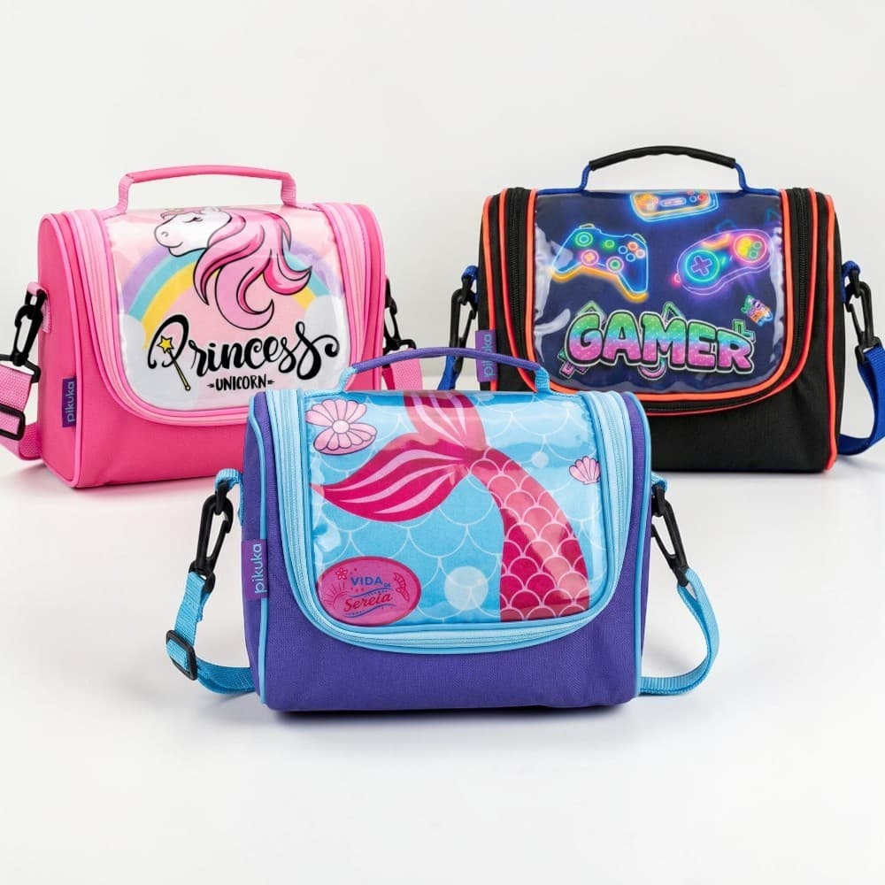 Bolsa Lancheira Termica Infantil Feminina Masculina Escolar Transversal com Isolamento Premium