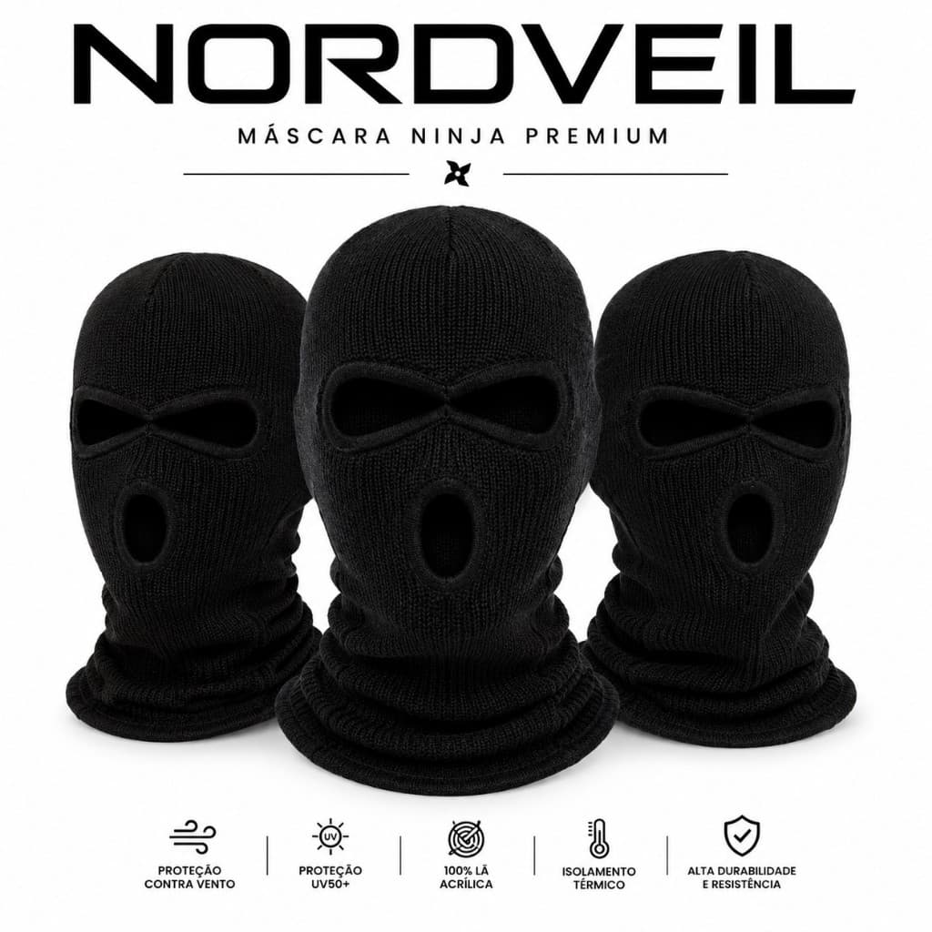 Balaclava Térmica Moto Frio Touca Ninja Mascara de Proteção Preta