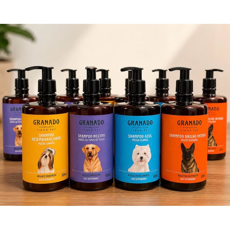 Shampoo Granado Pet 500ml Pelos Claros Escuros Neutro Desembaraçador Cães E Gatos Linha Premium Original