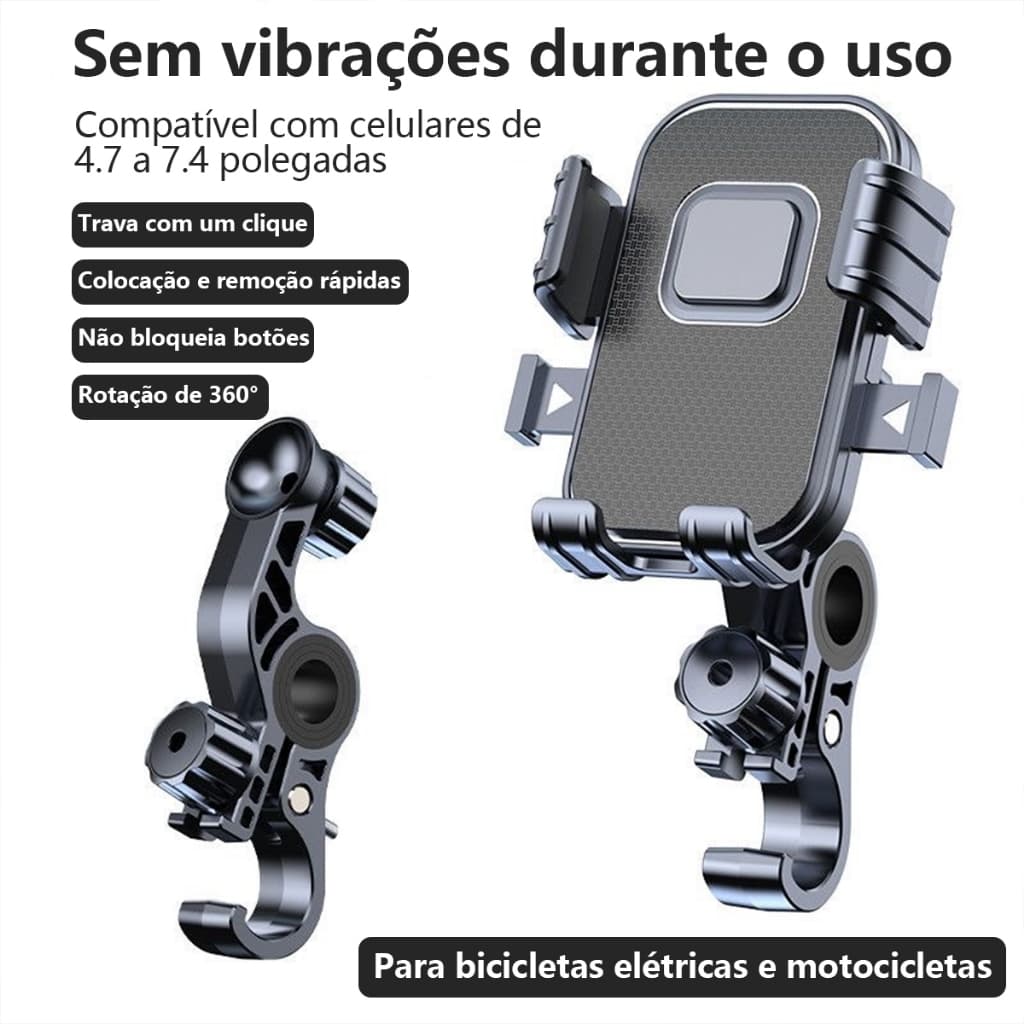 Suporte Para Telefone Motocicleta e Bicicleta 360 ° Ajustáve l Montagem De Giratória,com Proteção à Prova de Choque