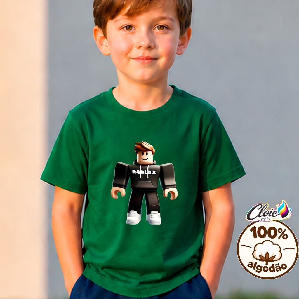 Camiseta Infantil 100% Algodão Roblox  Style Jogos Robux Moderno  Games Personalidade  Visual  Blusa Video Game Moderno.
