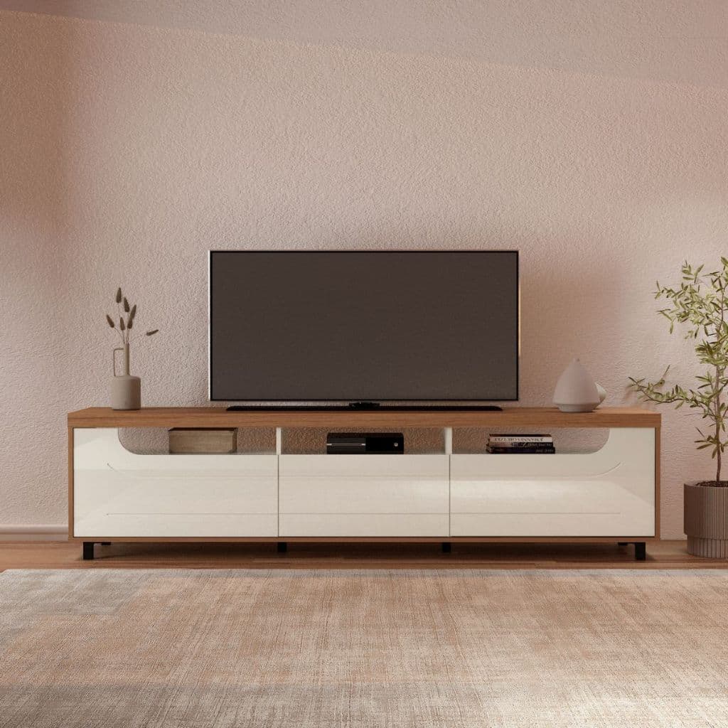 Rack Mercury Artely para TV até 75 Polegadas com Gaveta Nichos e Portas com Amortecedor